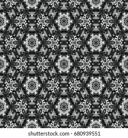 Monochrome engraving pattern. Hexagonal symmetry. Abstract texture for certificate or diploma, currency and money design. Single-leaf woodcut, xylography, printmaking. Vector Illustration