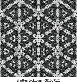 Monochrome engraving pattern. Hexagonal symmetry. Seamless abstract texture for certificate or diploma, currency and money design. Single-leaf woodcut, xylography, printmaking. Vector Illustration