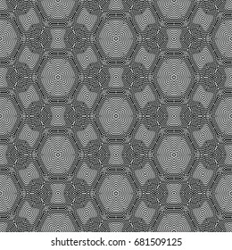 Monochrome engraving pattern. Hexagonal symmetry. Seamless abstract texture for certificate or diploma, currency and money design. Single-leaf woodcut, xylography, printmaking. Vector Illustration
