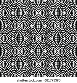 Monochrome engraving pattern. Hexagonal symmetry. Seamless abstract texture for certificate or diploma, currency and money design. Single-leaf woodcut, xylography, printmaking. Vector Illustration