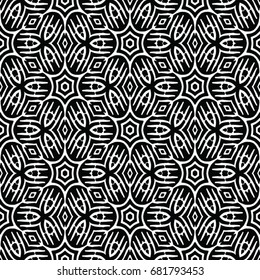 Monochrome engraving pattern. Hexagonal symmetry. Seamless abstract texture for certificate or diploma, currency and money design. Single-leaf woodcut, xylography, printmaking. Vector Illustration