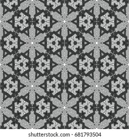 Monochrome engraving pattern. Hexagonal symmetry. Seamless abstract texture for certificate or diploma, currency and money design. Single-leaf woodcut, xylography, printmaking. Vector Illustration