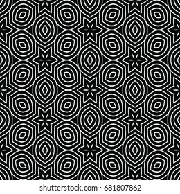 Monochrome engraving pattern. Hexagonal symmetry. Seamless abstract texture for certificate or diploma, currency and money design. Single-leaf woodcut, xylography, printmaking. Vector Illustration
