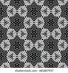 Monochrome engraving pattern. Hexagonal symmetry. Seamless abstract texture for certificate or diploma, currency and money design. Single-leaf woodcut, xylography, printmaking. Vector Illustration