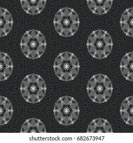 Monochrome engraving pattern. Hexagonal symmetry. Abstract texture for certificate or diploma, currency and money design. Single-leaf woodcut, xylography, printmaking. Vector Illustration