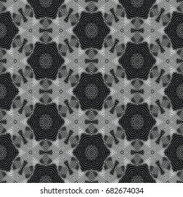 Monochrome engraving pattern. Hexagonal symmetry. Abstract texture for certificate or diploma, currency and money design. Single-leaf woodcut, xylography, printmaking. Vector Illustration