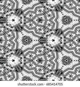 Monochrome engraving pattern. Hexagonal symmetry. Abstract texture for certificate or diploma, currency and money design. Single-leaf woodcut, xylography, printmaking. Vector Illustration