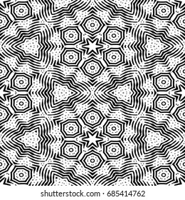 Monochrome engraving pattern. Hexagonal symmetry. Abstract texture for certificate or diploma, currency and money design. Single-leaf woodcut, xylography, printmaking. Vector Illustration