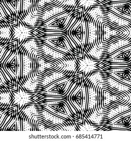 Monochrome engraving pattern. Hexagonal symmetry. Abstract texture for certificate or diploma, currency and money design. Single-leaf woodcut, xylography, printmaking. Vector Illustration