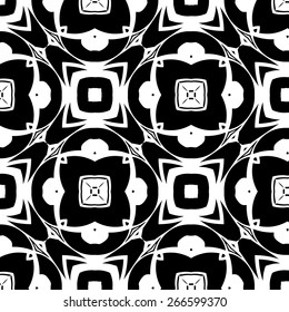 Monochrome ethnic geometric patterns. Vector backgrounds with circles and squares