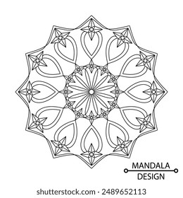 Página de libro para colorear de mandala étnica monocromática. Fácil Mandala para colorear Páginas para que los adultos se relajen, las experiencias dan alivio. Archivo de Vector de tamaño variable.