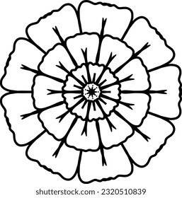 Monochrome ethnic mandala design. Anti-stress coloring page for adults. Hand drawn black and white vector illustration