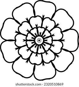 Monochrome ethnic mandala design. Anti-stress coloring page for adults. Hand drawn black and white vector illustration
