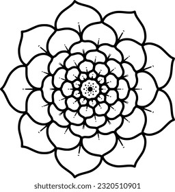 Monochrome ethnic mandala design. Anti-stress coloring page for adults. Hand drawn black and white vector illustration