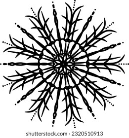 Monochrome ethnic mandala design. Anti-stress coloring page for adults. Hand drawn black and white vector illustration
