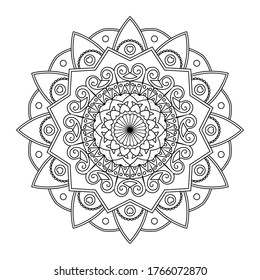 Monochrome ethnic mandala design. Decorative pattern in oriental style. Coloring book page. vector illustration	