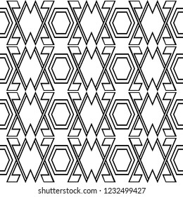 Monochrome Ethnic Pattern. Seamless Modern Geometric Authentic ornament. Stylish Black & White texture. Design for prints, decoration, textile