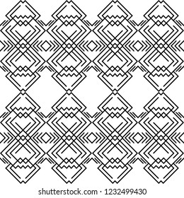 Monochrome Ethnic Pattern. Seamless Modern Geometric Authentic ornament. Stylish Black & White texture. Design for prints, decoration, textile
