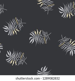 Monochrome exotic seamless pattern with tropical leaves. Black and white leaves. Floral background.