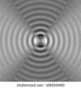Monochrome Expanding Waves Intersect in the Center. Optical Volume Effect. Vector Illustration. 