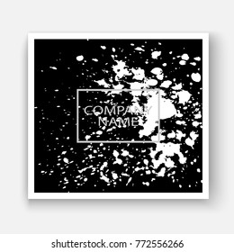 Monochrome explosion paint splatter artistic cover frame design. Black white splash spray texture background. Trendy creative template vector Cover Report Catalog Brochure Flyer Poster Banner