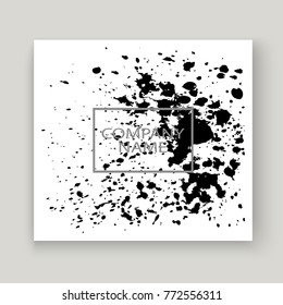 Monochrome explosion paint splatter artistic cover frame design. Black white splash spray texture background. Trendy creative template vector Cover Report Catalog Brochure Flyer Poster Banner