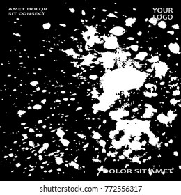 Monochrome explosion paint splatter artistic cover frame design. Black white splash spray texture background. Trendy creative template vector Cover Report Catalog Brochure Flyer Poster Banner