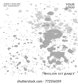 Monochrome explosion paint splatter artistic cover frame design  Decorative grey white splash spray texture background. Trendy creative template vector Cover Report Catalog Brochure Flyer Poster Banne