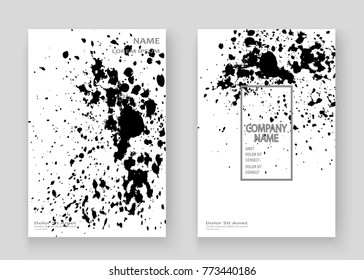 Monochrome explosion paint splatter artistic cover frame design. Black white splash spray texture background. Trendy creative template vector Cover Report Catalog Brochure Flyer Poster Banner