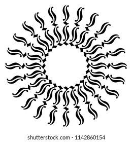Monochrome fan shape artistic element, circle design pattern