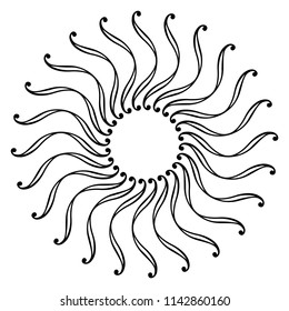 Monochrome fan shape artistic element, circle design pattern