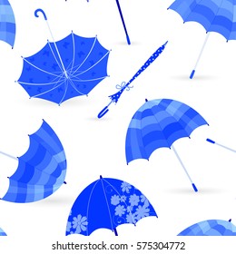 monochrome fashion seamless texture with blue umbrellas for your design