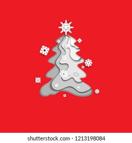 Monochrome fir tree on red