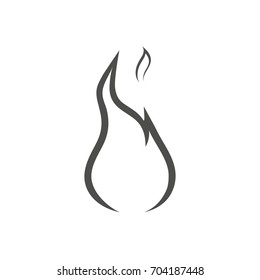 Monochrome fire icon. Flame silhouette. Template design for web or mobile app. Vector illustration