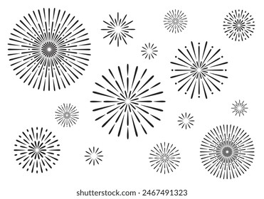 Monochrome fireworks vector illustration material