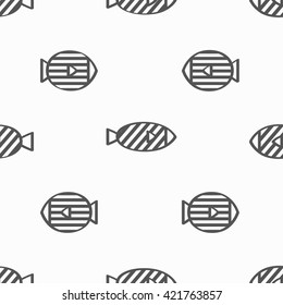 Monochrome fish seamless pattern