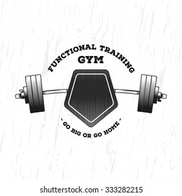 Monochrome fitness logo. Template for your text, gym,cover or art works.