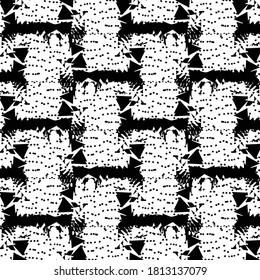 Monochrome flat design consisting of some rectangular speckled patches with ragged edges. Abstract decoration. Textile print.