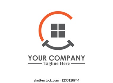 monochrome flat half circular logo letter c real estate logo
