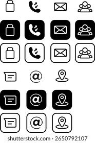 Monochrome Flat Icon Set – Black and White Symbols for Website and App Design