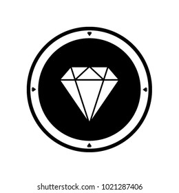 Monochrome flat vector design icon illustration diamond digital coin isolated crypto currency money paying internet web investment futuristic economics logo app monetary business financial gemstone.