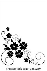 monochrome floral background - vector