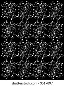 monochrome floral background - vector