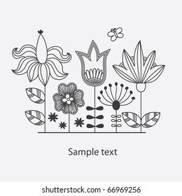 monochrome floral background. vector illustration