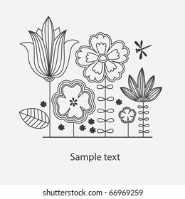 monochrome floral background. vector illustration
