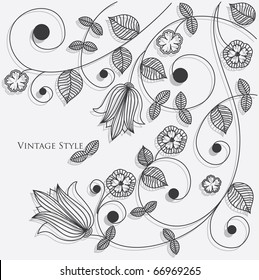 monochrome floral background. vector illustration