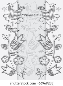 monochrome floral background. vector illustration