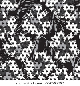 Monochrome Floral dotted seamless pattern design for fashion textiles and graphics