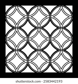 Monochrome Floral Geometric Pattern | Elegant Black and White Vector for Fashion, Textile, Wallpaper, and Carpet Design | Ornamental Art with Classic Style for Digital and Print Décor.