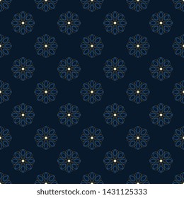 Monochrome floral octagon pattern simple geometric arrangement. Delicate indian flowers all over print block for apparel textile, ladies dress fabric, fashion garment, silk scarf, swimwear, mens shirt